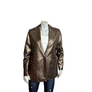 CLEO - Bronze Metallic Blazer in a faux leather. Medium